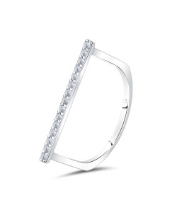 Slim Straight Line With CZ Stone Silver Ring NSR-4139